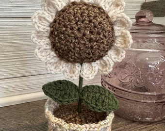 Crocheted Sunflower in Flower Pot