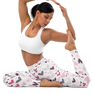 White Heart Yoga Leggings
