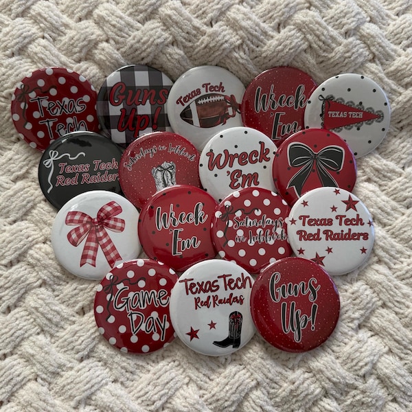 Texas Tech University Game Day Tailgate Buttons |   3 Inch