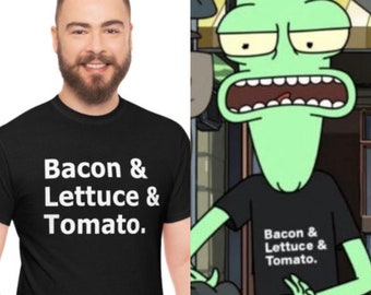 Solar Opposite's Terry's Tee Graphic All Bacon Lettuce Tomato Gender Neutral Heavy Cotton Tee, Graphic T-Shirt, Funny T-Shirt