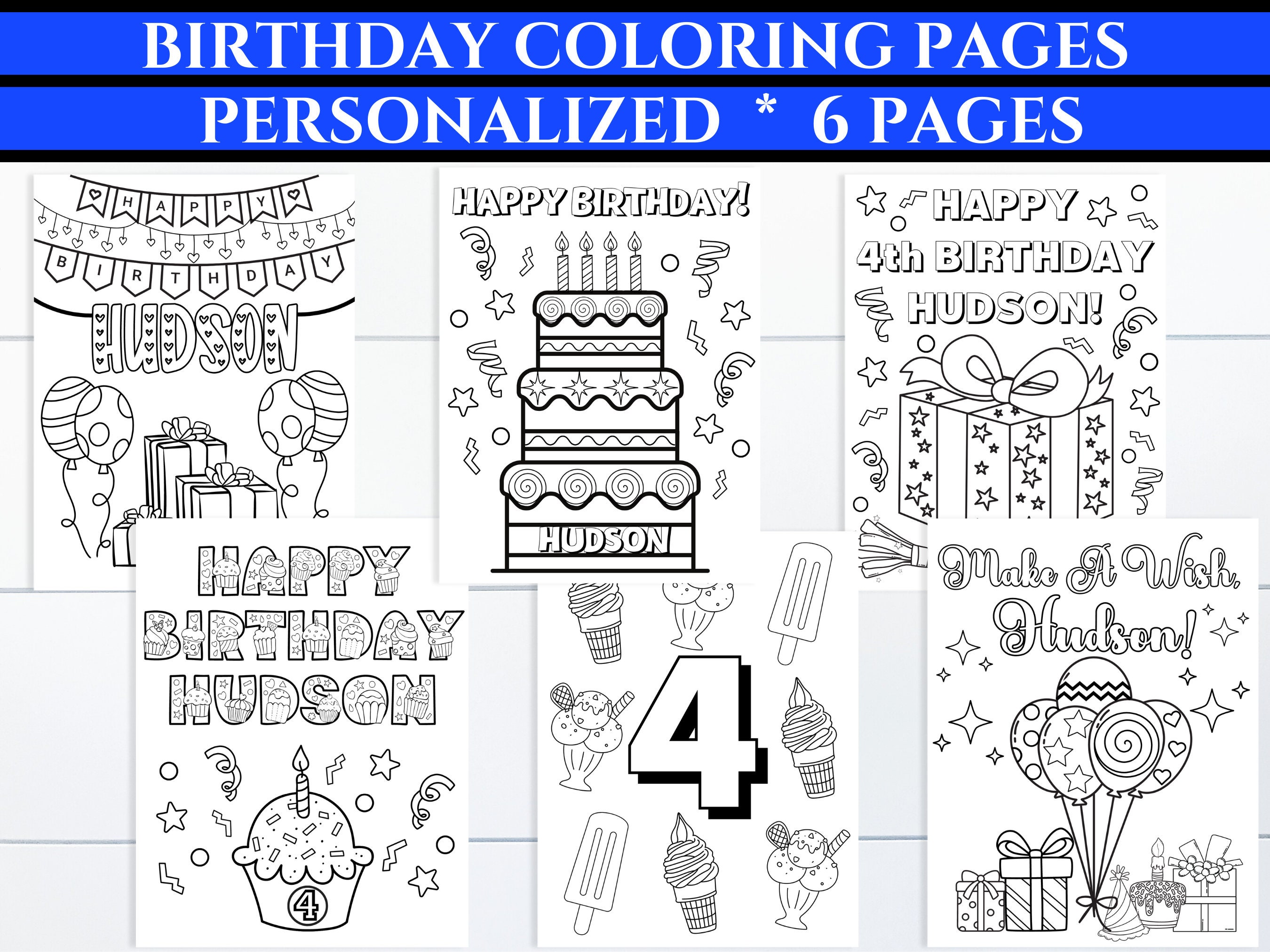 Personalized Birthday Coloring Page for Kids Birthday Party - Etsy