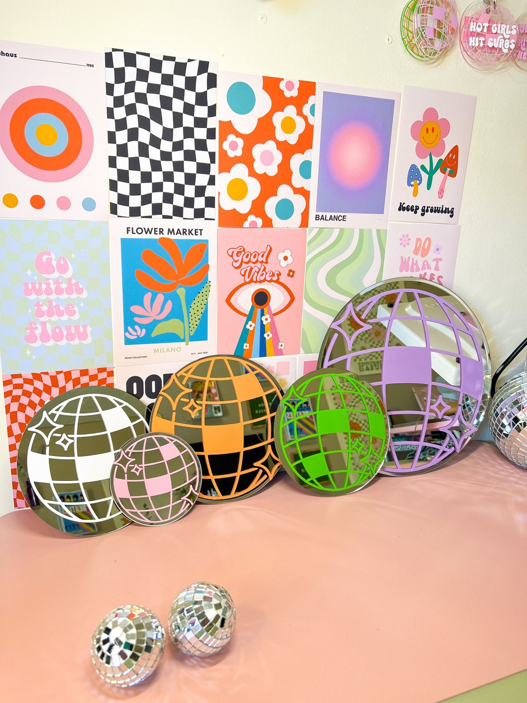 Disco Mirror Wall Decor, Mirrorball, Multiple Colors, Retro Home Decor