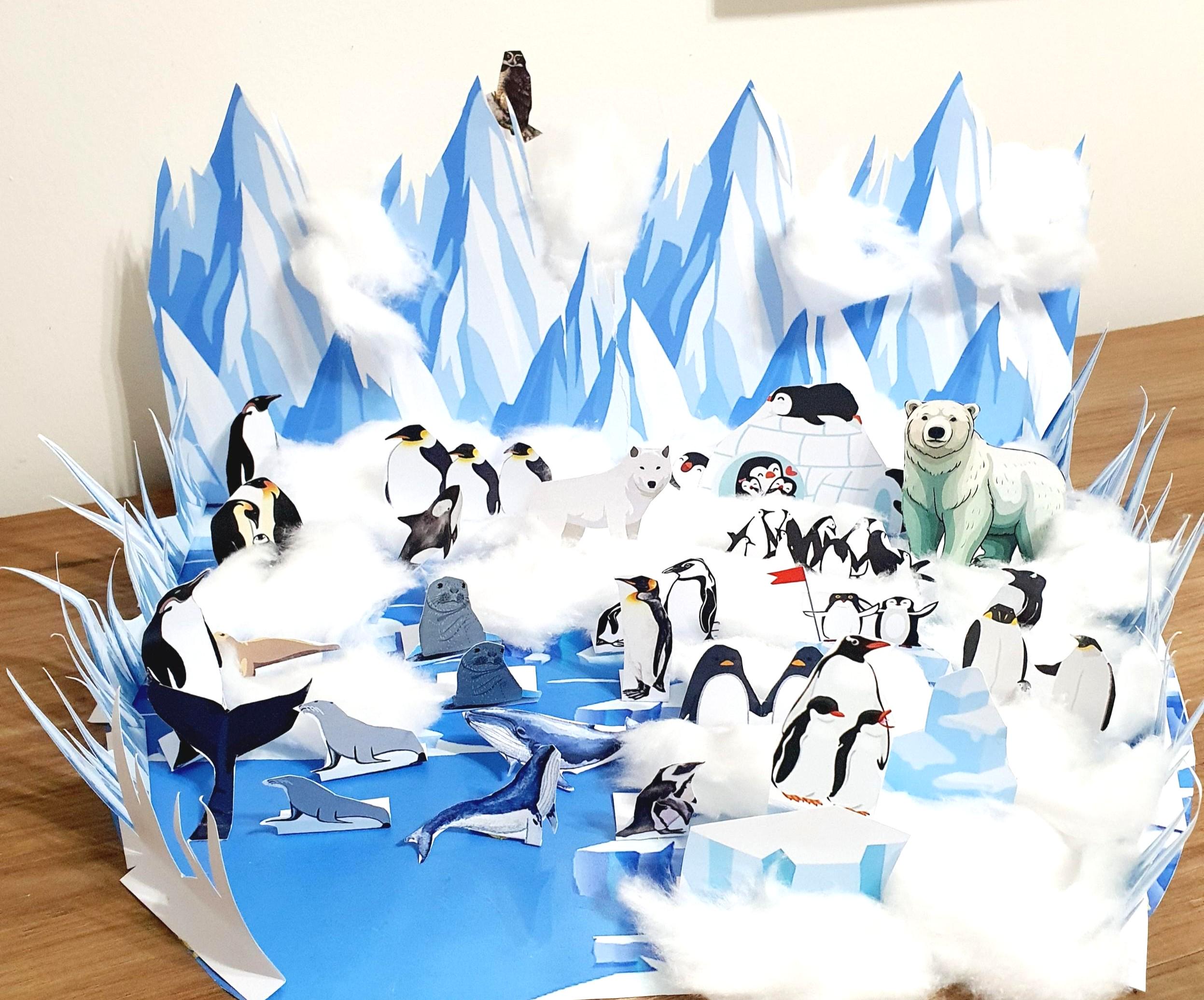 Printable Polar Shoebox Diorama :north Pole Antartica Arctic
