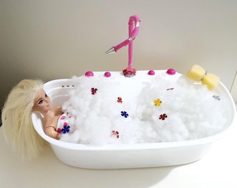 Miniature barbie doll dollhouse bathtub bath bathroom set 1:6 ,Miniature barbie furniture