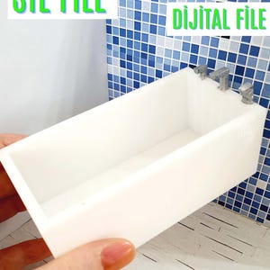 Scale 1.6/1.12 Miniature dollhouse doll modern rectangle bathtub bathtub bathroom furniture  STL FİLE