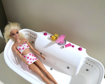 Miniature dollhouse barbie doll bathtub bath bathroom furniture scale 1:6