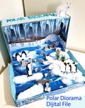 Printable Shoebox Diorama,Polar North Pole Animals Bear Penguins Antartica Arctic Tundra Habitat  Project For Kids Kit Dijital File