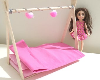 wooden barbie dollhouse single miniature cabin bed 1:12 scale ,modern doll bed with mattress,kids cabin bed kit