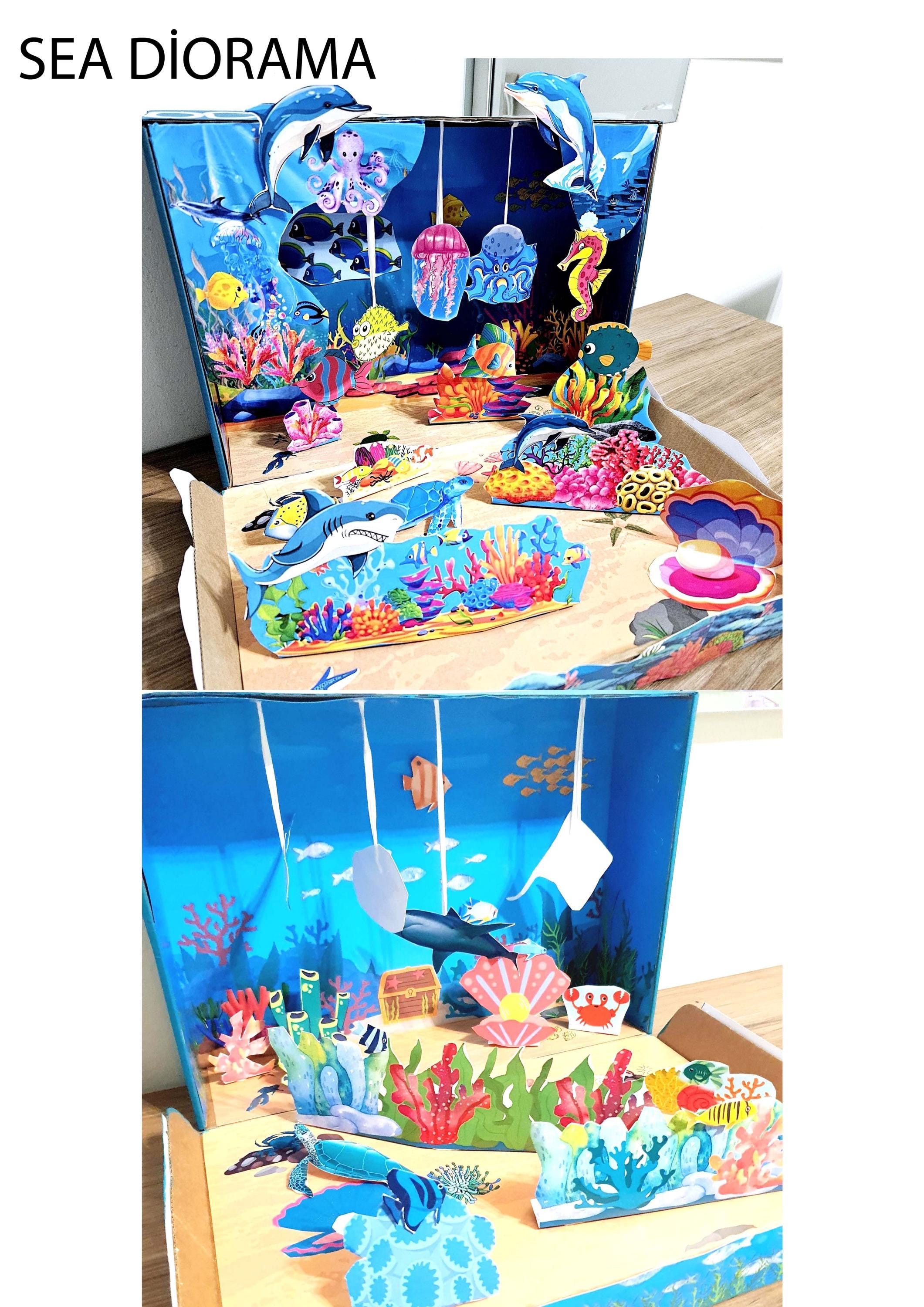 清流で泳ぐ子供たち　ジオラマ ハワイの海や砂浜を作りました！子供でも簡単ジオラマ工作 | 大阪の