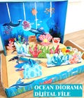 Printable Shoebox Ocean Diorama: Sea Habitat Animals Fish Shark Project For Kids Kit Dijital File