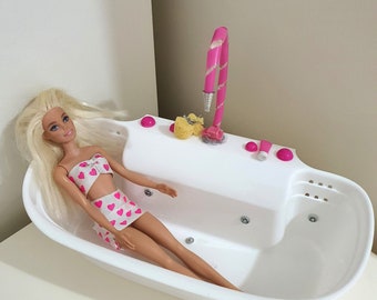 Miniature barbie doll dollhouse bathtub bath bathroom set 1:6 ,Miniature barbie furniture