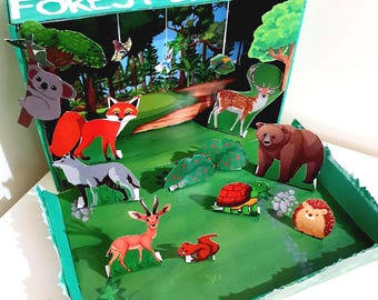 Printable Shoebox Forest Diorama: Animal Forest Habitat Kids Project (Digital File)