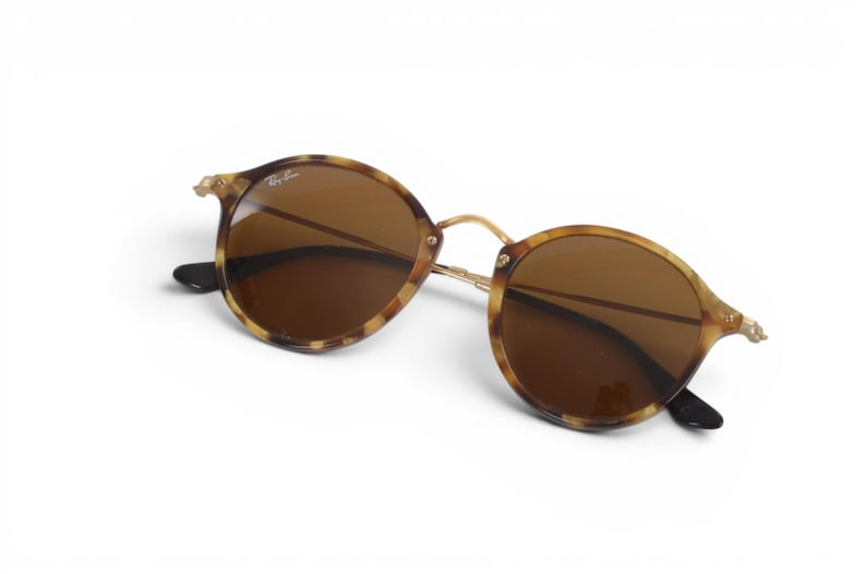 Ray-Ban Round Fleck Unisex Rotondi Marroni RB2447 Solglasögon Glasögon Logotyp Guld Designer Klassisk bild 3