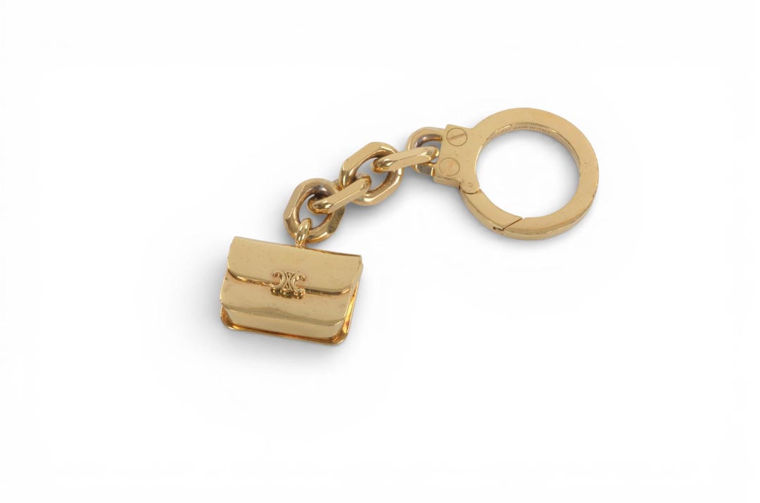 ♡ CELINE ♡ Vintage ♡ unisex Keyring Celine Vintage Triomphe Gold-tone Purse Bag Charm Keychain - Etsy