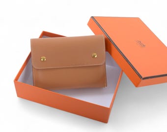 Hermès Small Bag Pouch Brown Calf Leather Handbag Clutch Satchel Vintage Gold