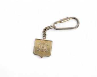 Celine Vintage Triomphe Keyring Key Holder Chain Gold