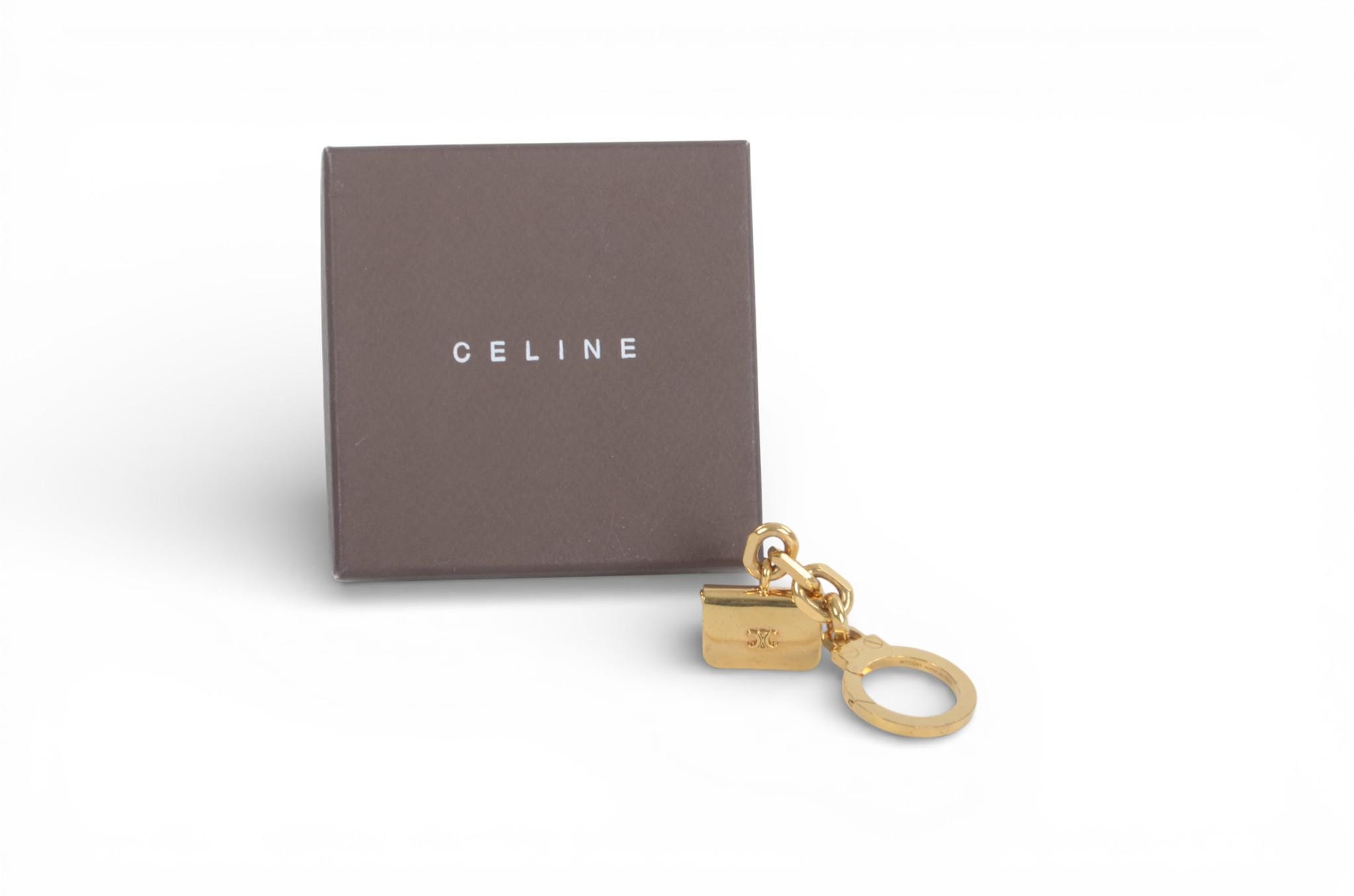 Celine Vintage Triomphe Gold-tone Purse Bag Charm Keychain - Etsy