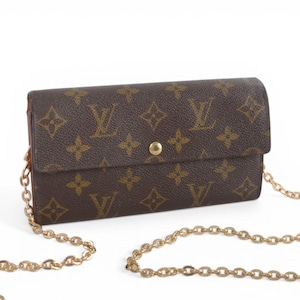 Louis Vuitton Sarah Monogram Wallet Vintage Leather Canvas Brown Crossbody Bag Designer Classic Authentic image 4
