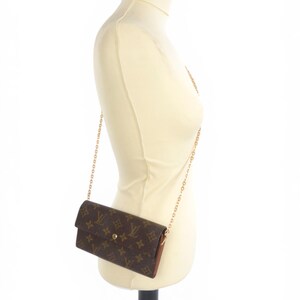 Louis Vuitton Sarah Monogram Wallet Vintage Leather Canvas Brown Crossbody Bag Designer Classic Authentic image 3