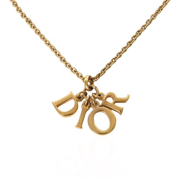 Dior Gold Metal Letter Necklace Vintage Logo