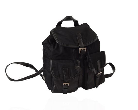 PRADA Tessuto Nylon Saffiano Medium Backpack Black 1223443