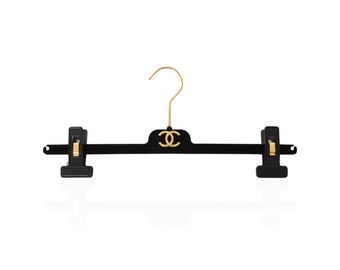 Chanel Coco Clothing Suit Hanger Black Gold Velvet Vintage