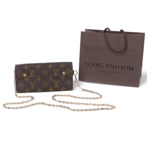 Louis Vuitton Akkordeon Monogramm Geldbörse Vintage Leder Canvas Braun Crossbody