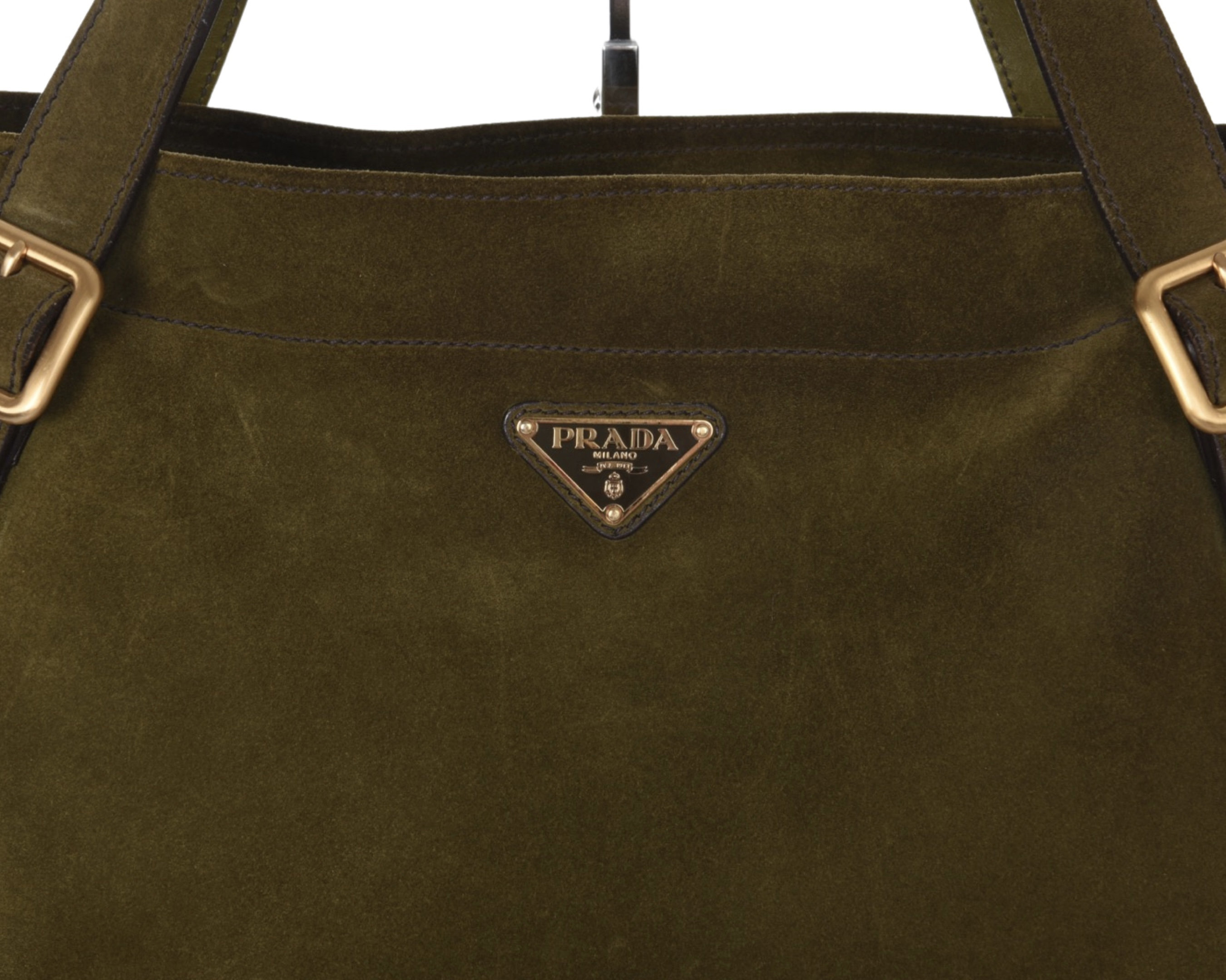 Prada vintage green suede and brown leather shoulder bag for women
