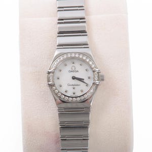Omega Constellation Mini My Choice Diamond Bezel QZ Shell Dial Ladies Watch