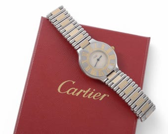 Cartier Must 21 QZ Ivory Zifferblatt Kombi Herren Jungen Uhr Armbanduhr Vintage