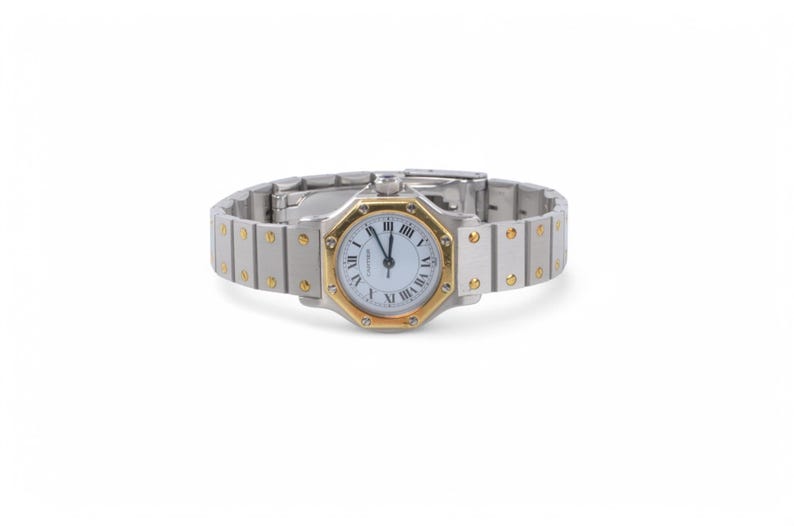 Cartier Santos Ronde Octagon Automatic SS x K18YG Gelbgold Weißes Zifferblatt Damen Bild 3