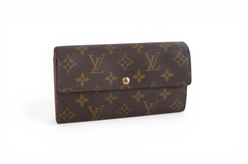 Louis Vuitton Sarah Monogram Wallet Vintage Leather Canvas Brown Crossbody Bag Designer Classic Authentic image 8