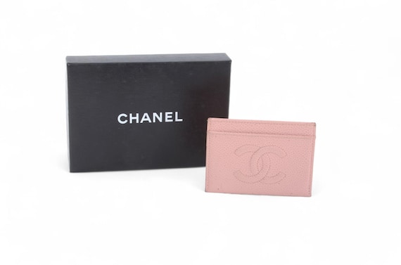 Chanel Caviar Leather Pink Card Case Wallet Holder Cardholder
