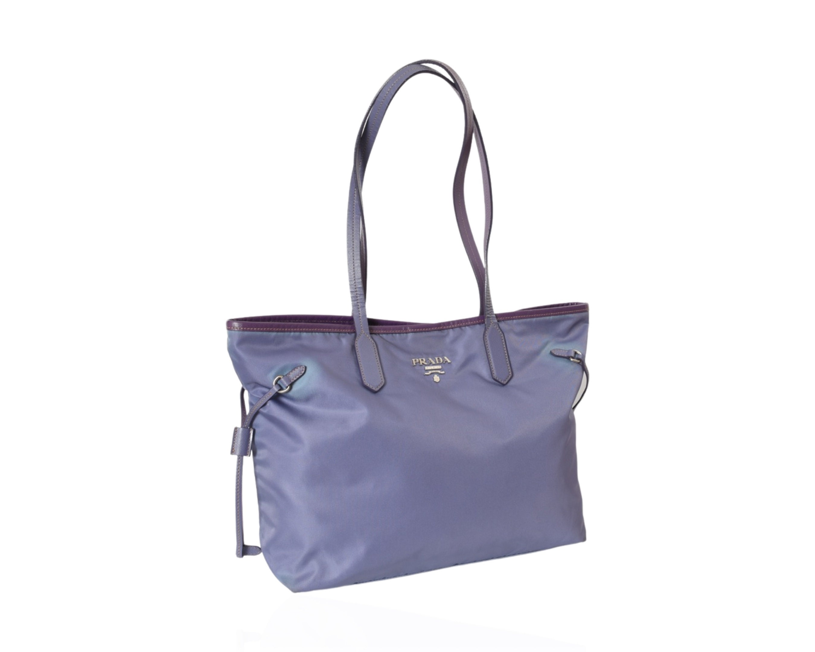 Prada Purple Tessuto Leather Tote Nylon Shoulder Bag Handbag Etsy