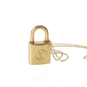 Louis Vuitton necklace Lock Pendant Padlock Vintage Brass Charm Designer Classic Authentic