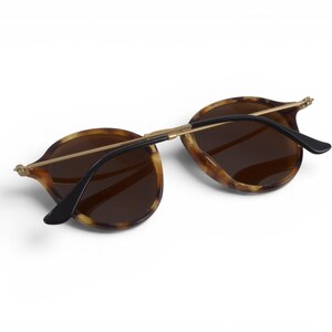 Ray-Ban Round Fleck Unisex Rotondi Marroni RB2447 Solglasögon Glasögon Logotyp Guld Designer Klassisk bild 10