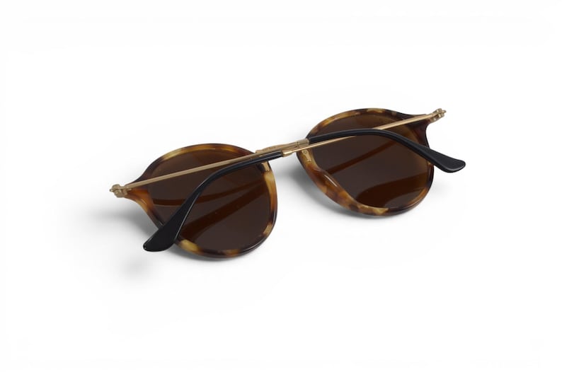 Ray-Ban Round Fleck Unisex Rotondi Marroni RB2447 Solglasögon Glasögon Logotyp Guld Designer Klassisk bild 10