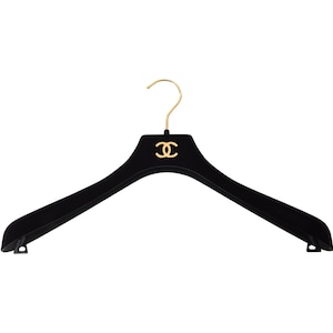 Chanel Coco Clothing Suit Hanger Black Gold Velvet Vintage