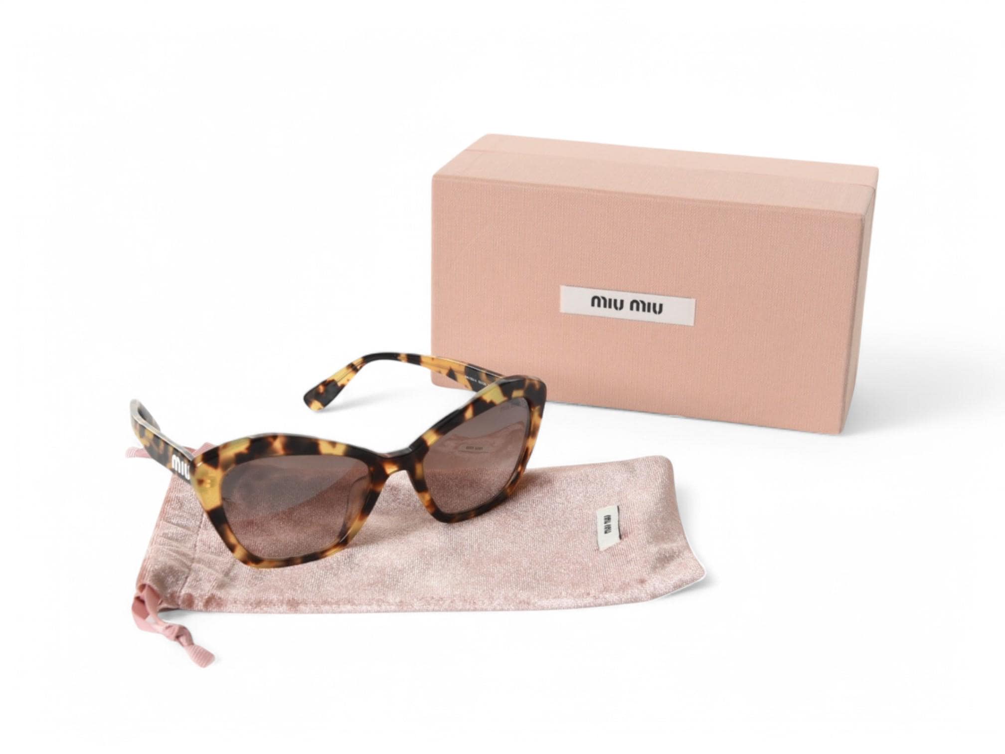 Miu Miu Havana Tortoiseshell Sunglasses Glasses Logo Women's