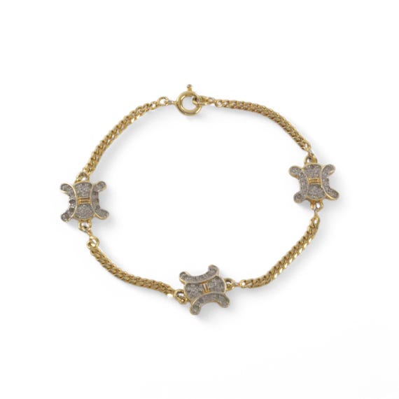 セリーヌ ヴィンテージ トリオンフ ロゴ マカダム ラインストーン