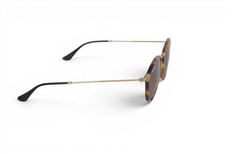 Ray-Ban Round Fleck Unisex Rotondi Marroni RB2447 Solglasögon Glasögon Logotyp Guld Designer Klassisk bild 6
