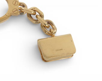 Celine Vintage Triomphe Gold-tone Purse Bag Charm Keychain - Etsy