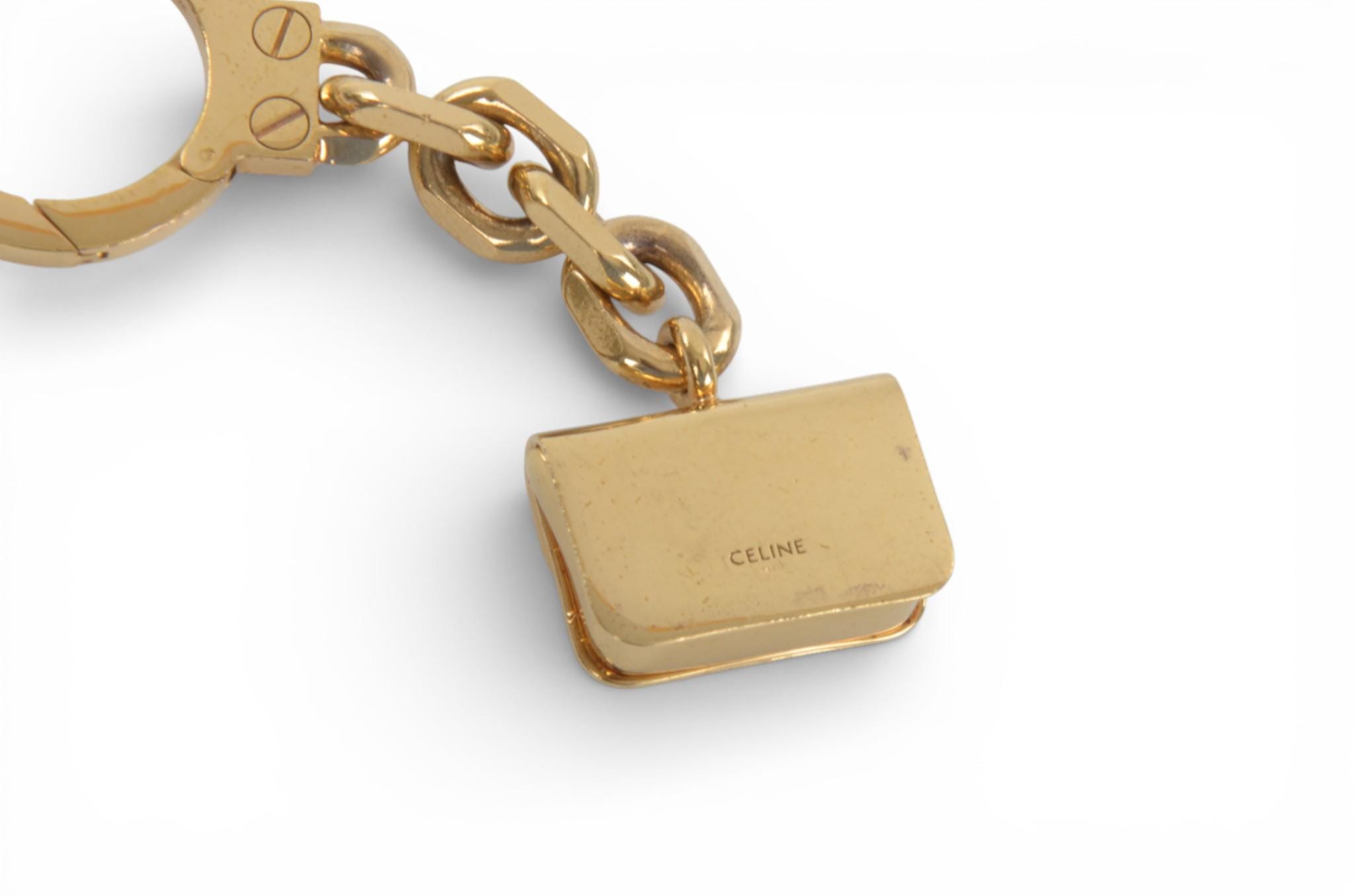 Celine Vintage Triomphe Gold-tone Purse Bag Charm Keychain - Etsy