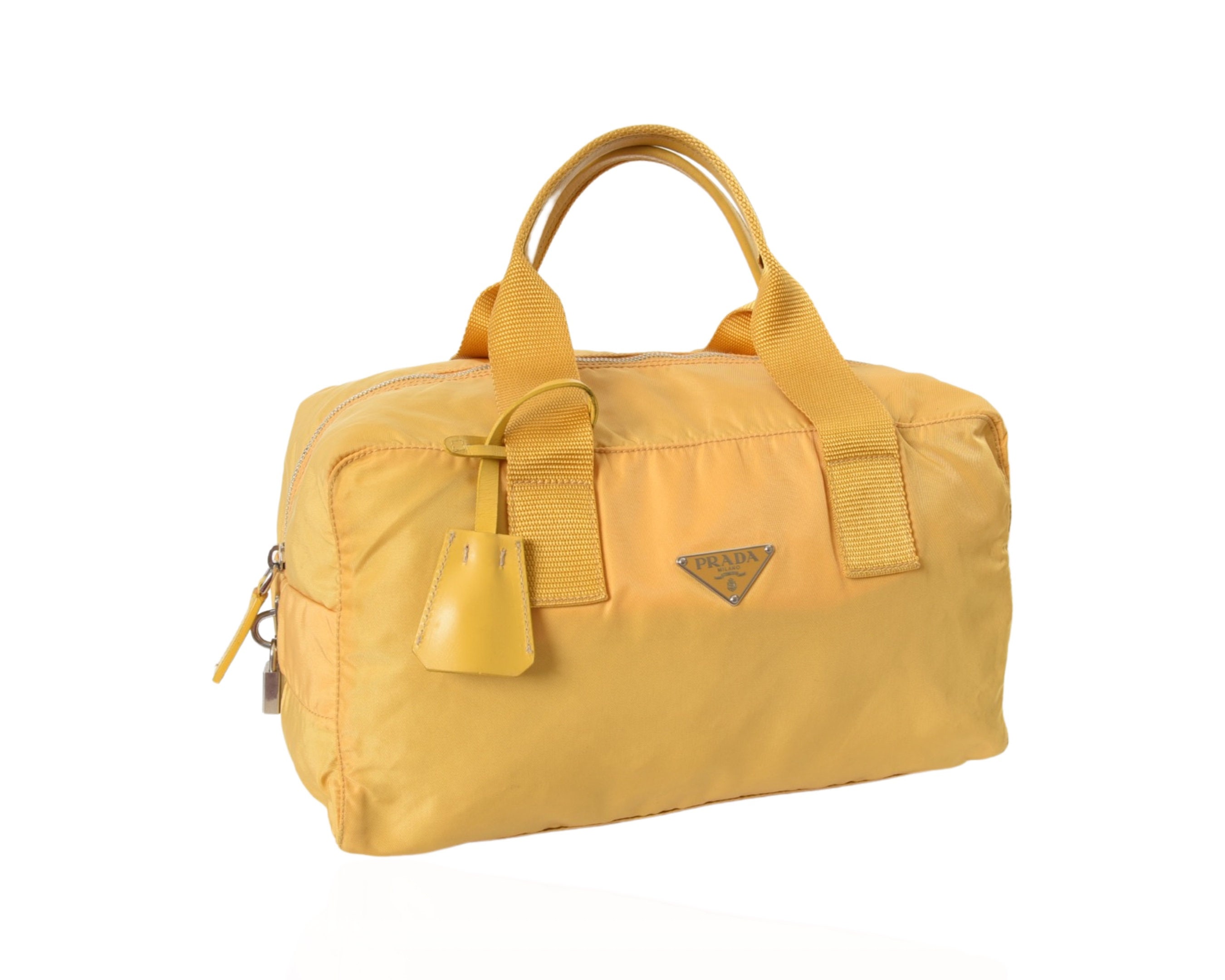 Prada Vintage Yellow Tessuto Nylon Bag Handbag