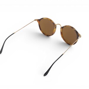 Ray-Ban Round Fleck Unisex Rotondi Marroni RB2447 Solglasögon Glasögon Logotyp Guld Designer Klassisk bild 5