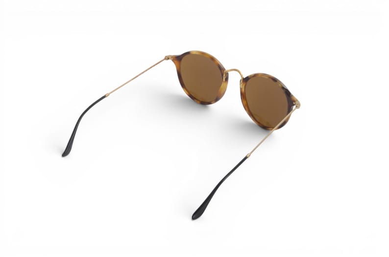Ray-Ban Round Fleck Unisex Rotondi Marroni RB2447 Solglasögon Glasögon Logotyp Guld Designer Klassisk bild 5