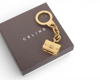 Celine Vintage Triomphe Gold-tone Purse Bag Charm Keychain - Etsy