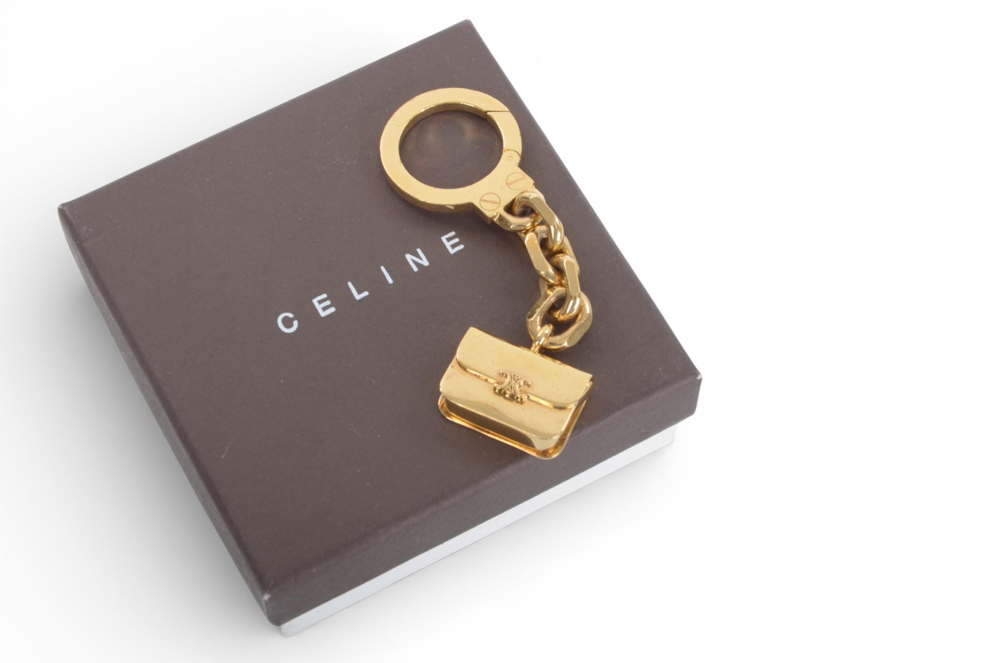 ♡ CELINE ♡ Vintage ♡ unisex Keyring Celine Vintage Triomphe Gold-tone Purse Bag Charm Keychain - Etsy