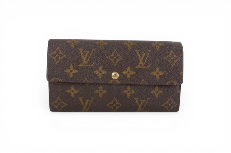 Louis Vuitton Sarah Monogram Wallet Vintage Leather Canvas Brown Crossbody Bag Designer Classic Authentic image 6
