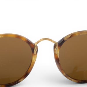 Ray-Ban Round Fleck Unisex Rotondi Marroni RB2447 Solglasögon Glasögon Logotyp Guld Designer Klassisk bild 7